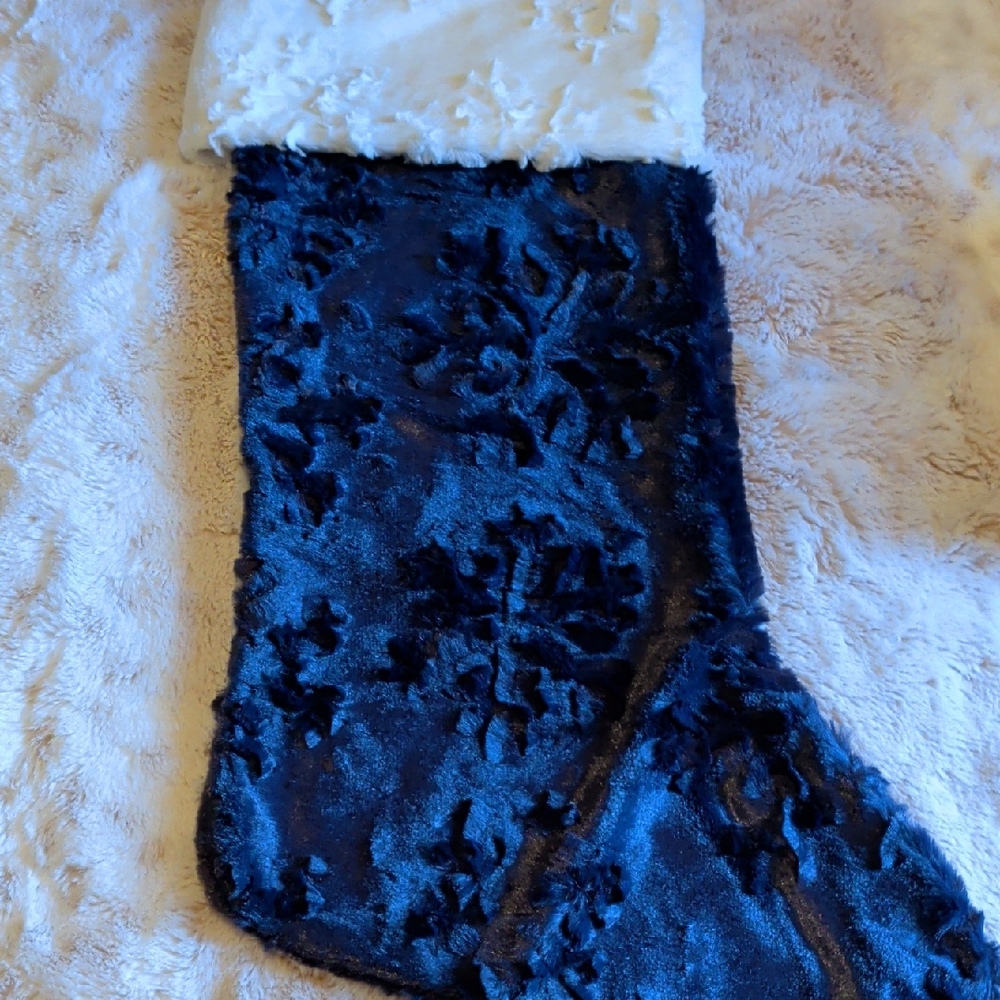 Elegant Blue and White Holiday Stocking